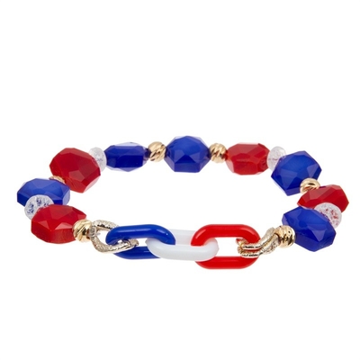 Le bracelet de perles de vacances de Jour de la Déclaration d'Indépendance a placé la couleur bleue rouge blanche pour la fille