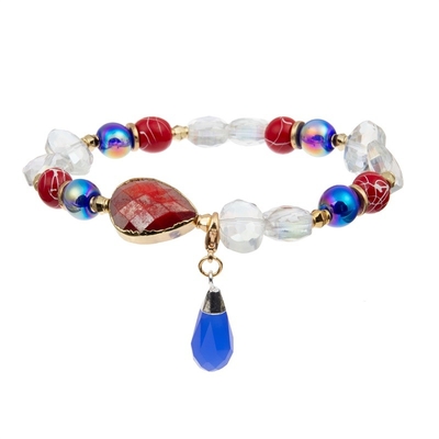 Le bracelet de perles de vacances de Jour de la Déclaration d'Indépendance a placé la couleur bleue rouge blanche pour la fille