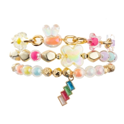 Couleur rêveuse perlée de conte de fées de bracelet de bout droit unisexe avec le charme d'arc-en-ciel