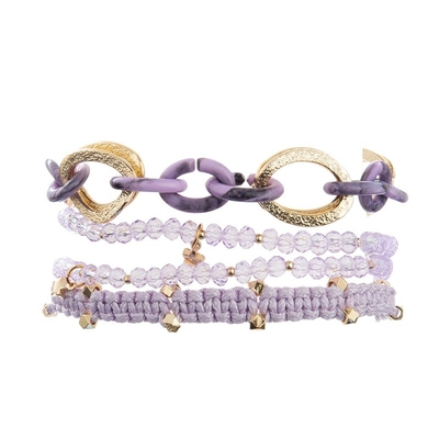 L'armure faite main empilable de lavande perle l'ensemble de bracelet pour la Saint-Valentin