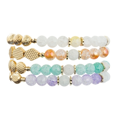 Bracelets faits main de perle de modèle criqué de glace réglables avec le métal d'or