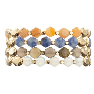 Bracelet Mala For Thanks Giving Gift de puissance de guérison d'Opal Natural Beads Hexagon Stone