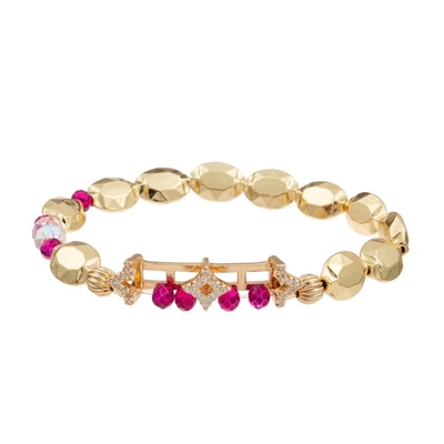 L'étoile d'or de Zircon charment les bracelets élastiques faits main avec les perles plates de forme pour la fille