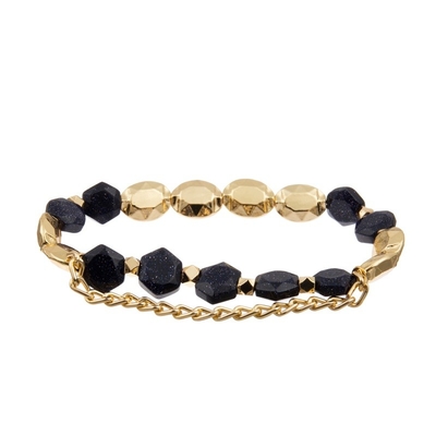 La malachite extensible perle le bracelet de charme de feuille de Zircon avec la chaîne d'or