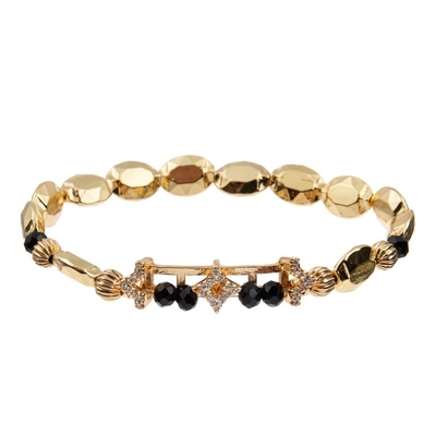 L'étoile d'or de Zircon charment les bracelets élastiques faits main avec les perles plates de forme pour la fille