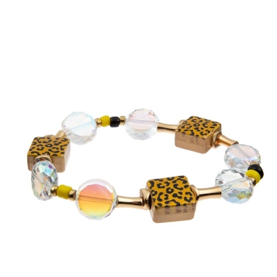 La copie carrée de léopard de forme perle le bracelet empilable de perles de Classcial pour Madame