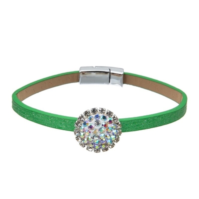 Bracelet fait main en cuir de vert de partie réglé avec la boule minimaliste de roche de Zircon