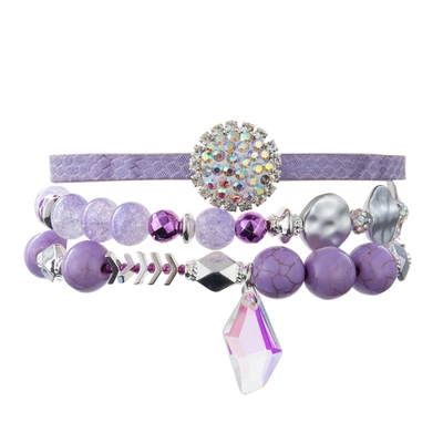 Couleur pourpre multicouche du bracelet en cuir fait main des femmes avec le fermoir d'aimant
