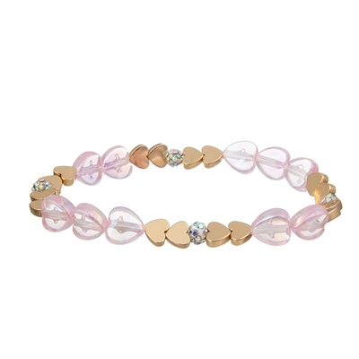 Bracelet perlé savoureux élégant de fille de rose réglé avec le pendant de coeur d'or