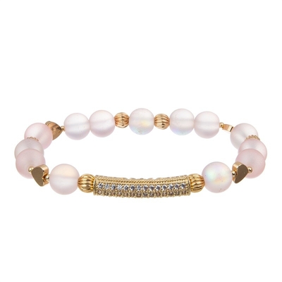 L'or rose de Saint-Valentin pavent le bracelet de barre adaptent le nom aux besoins du client pour l'amie