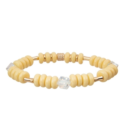 La demi moitié à chaînes jaune lumineuse perle le bracelet avec le pendant de coeur d'amour de Zircon de l'or 14k