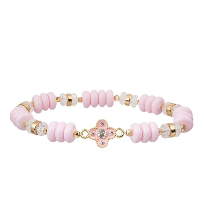 Bracelet perlé savoureux élégant de fille de rose réglé avec le pendant de coeur d'or