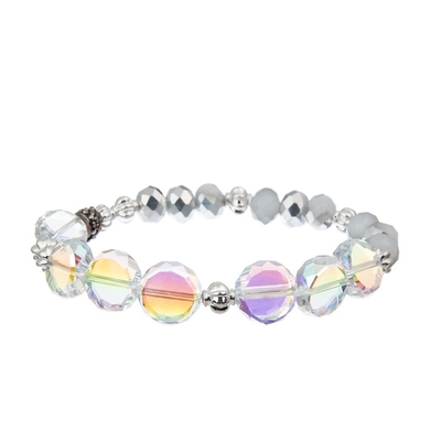 La barre en métal pavent des perles le bracelet que fait main a placé Gray Color Adjustable Stackable