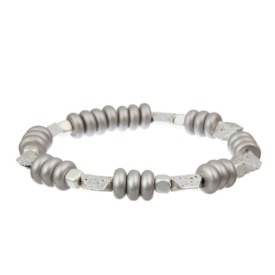 La barre en métal pavent des perles le bracelet que fait main a placé Gray Color Adjustable Stackable