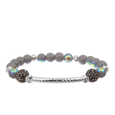 La barre en métal pavent des perles le bracelet que fait main a placé Gray Color Adjustable Stackable
