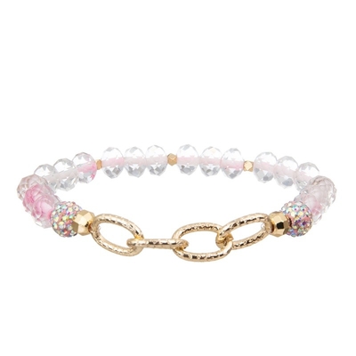 Bracelet perlé savoureux élégant de fille de rose réglé avec le pendant de coeur d'or