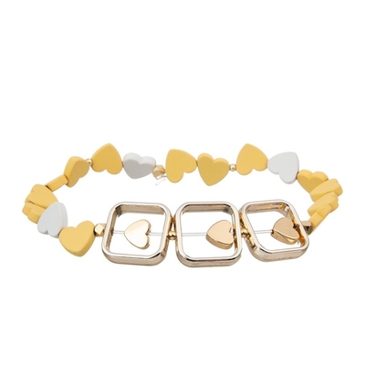 Le coeur peint d'hématite a perlé coloré réglable empilé de bracelet extensible