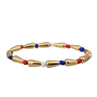 La graine faite main de Jour de la Déclaration d'Indépendance perle l'élastique d'ensemble de bracelet coloré