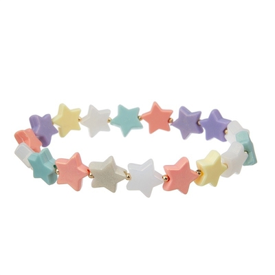 L'étoile en plastique de fille de l'adolescence perle la couleur d'arc-en-ciel de bracelet avec le charme infini en métal