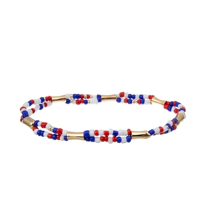 La graine faite main de Jour de la Déclaration d'Indépendance perle l'élastique d'ensemble de bracelet coloré