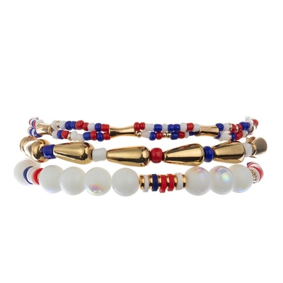 La graine faite main de Jour de la Déclaration d'Indépendance perle l'élastique d'ensemble de bracelet coloré
