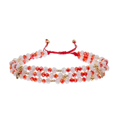 La pierre d'imitation perle l'armure Crystal Beads Bracelets Boho Style rouge de chaîne