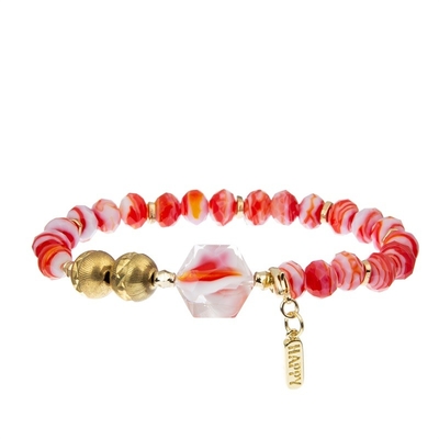 La pierre d'imitation perle l'armure Crystal Beads Bracelets Boho Style rouge de chaîne