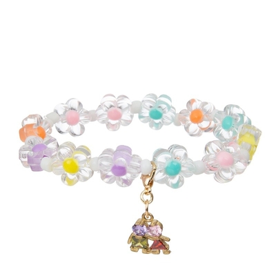 Le charme d'arc-en-ciel d'émail perle la forme rêveuse de fleur de couleur de bracelet pour l'adolescente