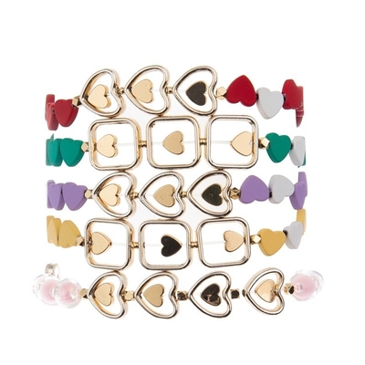 Le coeur peint d'hématite a perlé coloré réglable empilé de bracelet extensible