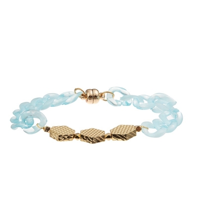 Le métal à chaînes bleu d'or de Plactic perle le bracelet fait main pour des femmes font la fête