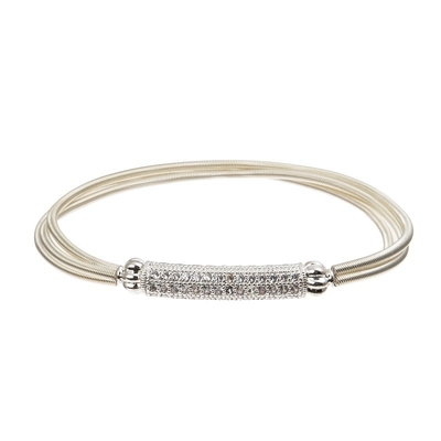 Couleur argentée d'étincelle faite main de bracelet de Madame Zircon Metal Bar avec le ressort
