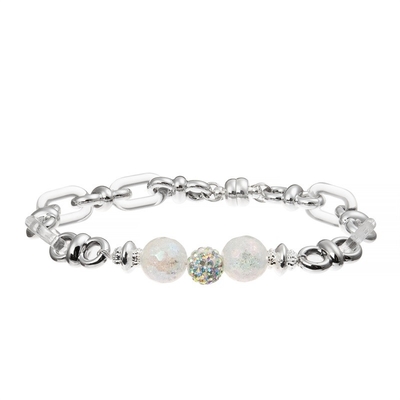 Couleur argentée d'étincelle faite main de bracelet de Madame Zircon Metal Bar avec le ressort