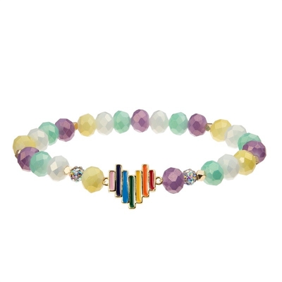 Le bracelet fait main de perles de charme de coeur d'arc-en-ciel coloré pour des femmes font la fête
