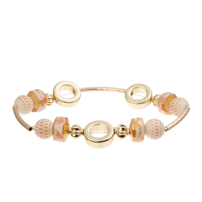 Bracelet fait main de Madame Orange Glass Beads avec le métal Bean Beads At Fall d'or