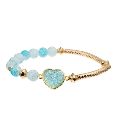 Le métal à chaînes bleu d'or de Plactic perle le bracelet fait main pour des femmes font la fête