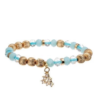 Le métal à chaînes bleu d'or de Plactic perle le bracelet fait main pour des femmes font la fête