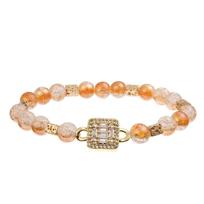 Bracelet fait main de Madame Orange Glass Beads avec le métal Bean Beads At Fall d'or