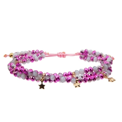 Crystal Handmade Beads Bracelet Faceted de verre avec Cherry Charm rose