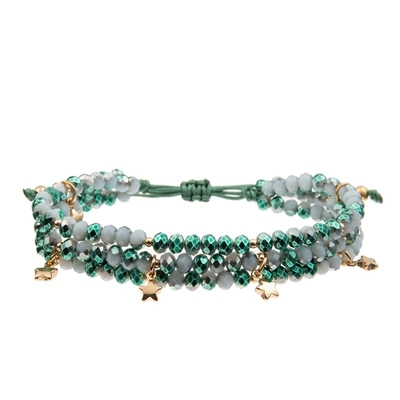 Ensemble empilable de bracelet d'Emerald Bracelet With Gold Metal de charme perlé d'étoile