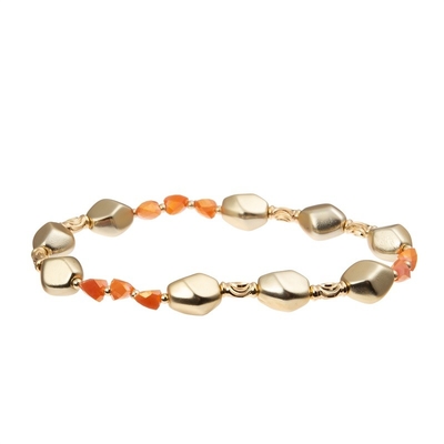 Bracelet fait main de Madame Orange Glass Beads avec le métal Bean Beads At Fall d'or