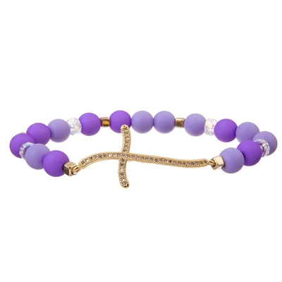 Corde 0.7mm élastique réglable de Purple Heart Crystal Beads Bracelet Set With