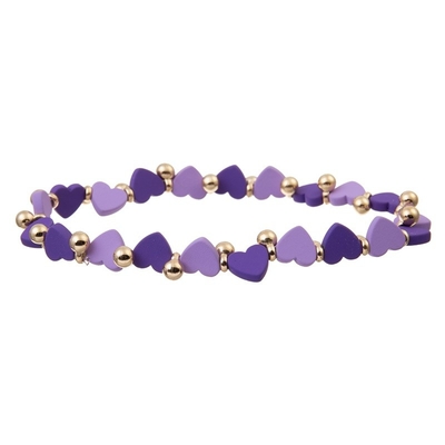 Corde 0.7mm élastique réglable de Purple Heart Crystal Beads Bracelet Set With