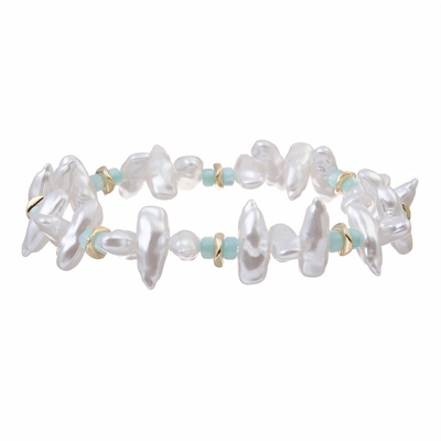 Unissez forment le cadeau blanc de bracelet de perle de déclaration de bracelet de bout droit de perle de couleur