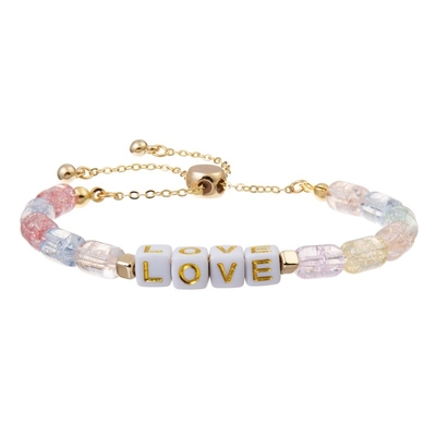 Adaptez la lettre aux besoins du client carrée d'or perle le bracelet réglable avec Crystal Beads criqué