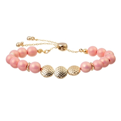 Le rond d'impression de léopard perle avec le cadeau réglable de fille de bracelet de perles en métal d'or