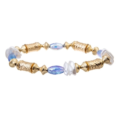 Crystal Handmade Beads Bracelets Set bleu brillant 6.5in réglables