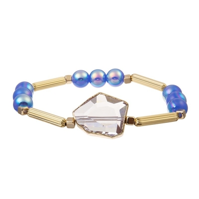 Bracelet réglable de S de Crystal Charm Women clair ' avec la barre en métal de bord d'or