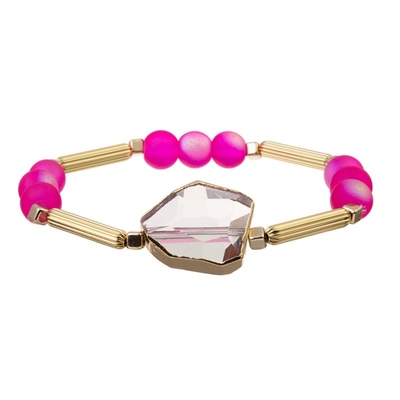 Bracelet réglable de S de Crystal Charm Women clair ' avec la barre en métal de bord d'or