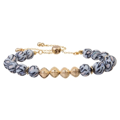 Le rond d'impression de léopard perle avec le cadeau réglable de fille de bracelet de perles en métal d'or