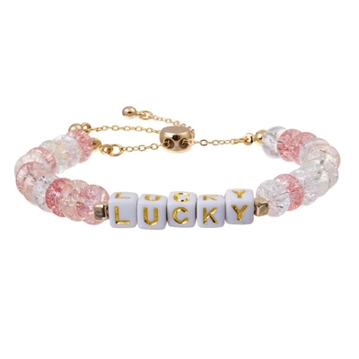 Adaptez la lettre aux besoins du client carrée d'or perle le bracelet réglable avec Crystal Beads criqué